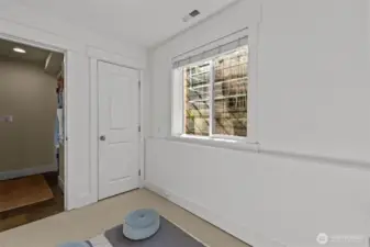 Bright lower-level room perfect for a home gym or office