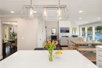 Open to dual dining spaces.