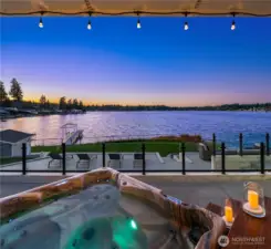 Then from the patio or from the primary you can slip into the hot tub to count stars.