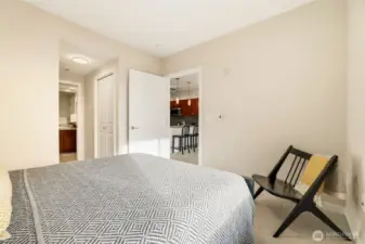 Full bath, walk-in closet and utilities