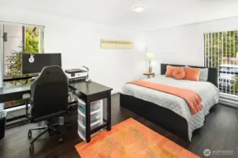 Large primary has walk-in closet