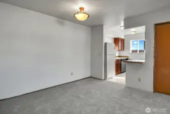 Large dining area adjacent to the kitchen.