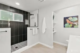 Primary bath with oversized shower