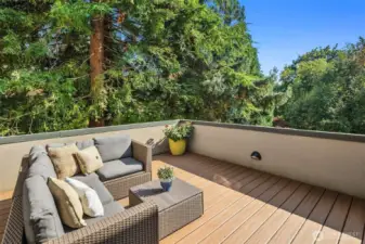 Rooftop office deck - a wonderful space to unwind in between meetings or take calls outside!