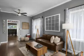 Living room, looking toward the kitchen