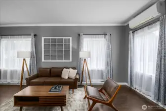 Living roon, with front door to the right