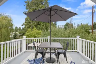 Upper floor balcony, overlooking the back yard.