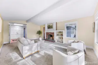 Custom built-ins and moldings reflect the care and craftsmanship of the home