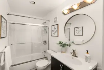 You will love the well appointed 3/4 bathroom. Tiled shower and tub, with plenty of room for all of the essentials here.