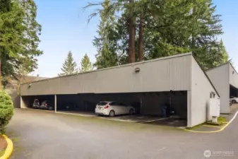 Unit 181 comes with a car-port style parking spot. Best part... There is a storage closet that is all yours right inside the carport.