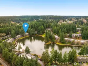 This is the exact pin location of Unit#181. You are in the heart of all the great points of interest in Redmond, and just minutes from Bellevue. Want to live on a large lake on the Eastside? You have found the right spot here.