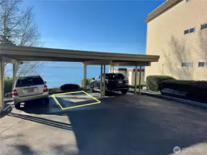 The parking spot for unit C5. There are no stairs or elevator between the parking and the unit. Oh, and even the parking has a view