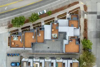 Light filled corner unit with multiple decks.