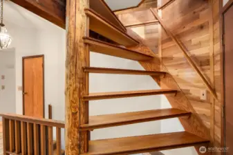 Stairs up to reading nook loft