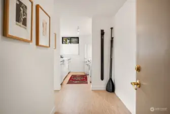Welcoming entry with a coat closet, bike rack and even room for your paddle!