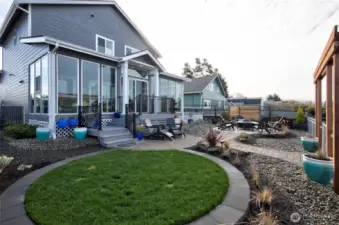 Moving along to the back yard....we once again have low maintenance landscaping, all designed to enjoy entertaining and outoor living.