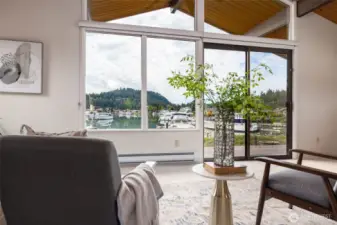 Great room with a great view and a fireplace