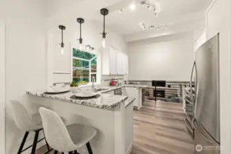 Tastefully updated kitchen overlooking the family room