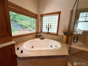 large jetted tub for relaxing.