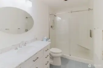 Downstairs bath with walk in shower.