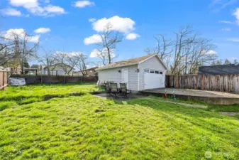 Large fenced yard with room to play and garden