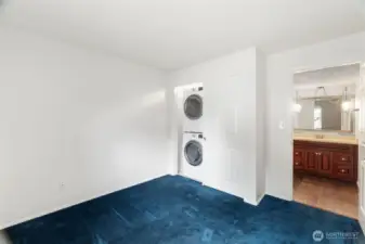 Recent updates include plumbing for a laundry and adding a full-sized, stacking washer and dryer to the closet in the second bedroom.