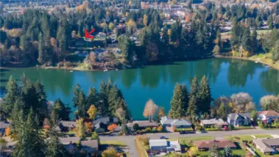 Aerial View of Lake ; Arrow to show location of listing