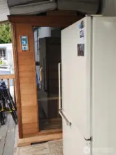 On the deck, there is a 2nd refrigerator that stays if you want it. The sauna does NOT convey.