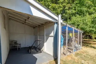 Enclosed storage behind garage