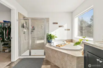 primary bath with walk in closet