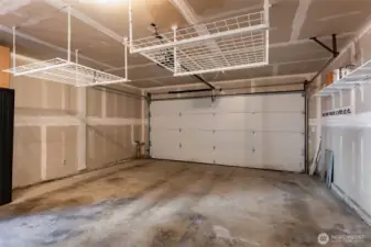 2 car garage with overhead storage