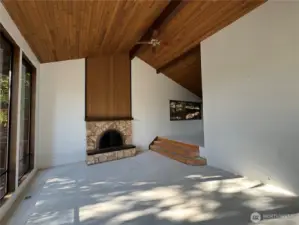 Living Room - Wood Plank Vaulted Ceiling