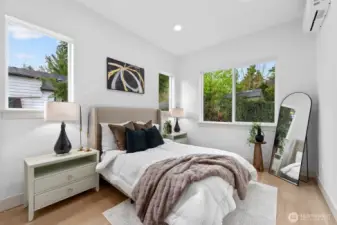 Spacious and light primary bedroom!