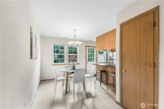 Dining room and kitchen have back door that leads to private patio for relaxing with your morning coffee or BBQing on those Summer nights.