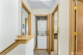 Upstairs you have stackable washer and dryer between the two bedrooms.