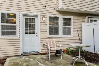 Backyard patio off of back door.