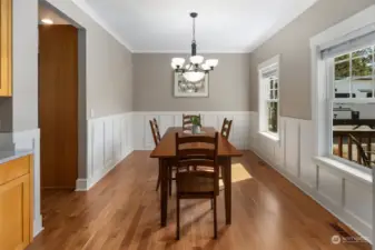 Dining room with built in cabinet