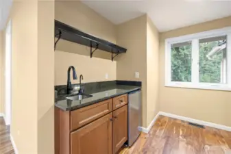 wet bar in second floor entertainment room