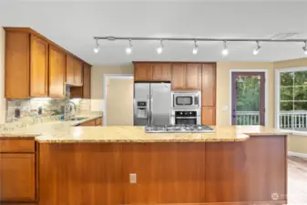 Spacious kitchen with matching appliances and plenty of counter space.