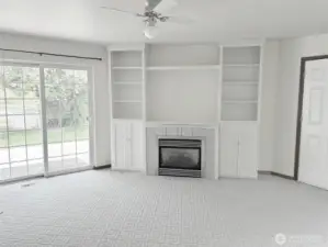 ADU Family Room with Gas Fireplace for cozy warmth on cool evenings.