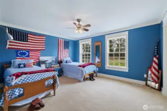 Bedroom with adjoining Jack and Jill bath.