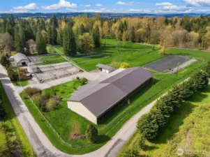 Cedar Meadow Farm.  10 acre horse facility in stellar location. 2 tax lots, indoor and out door arenas. 26 stall capacity plus covered loafing sheds in paddocks areas.
