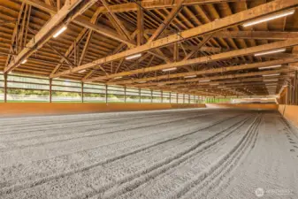 70 X 200 indoor arena with quality Sand and Rubber mix footing, mirrors and slanted kick walls