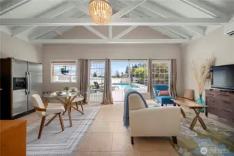 Inside pool cabana