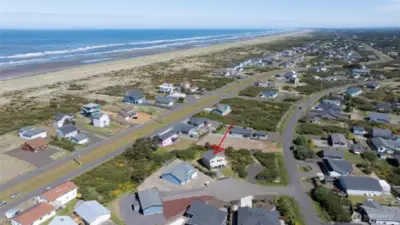 AIRIEL VIEW OF THE HOME OCEAN AND IN THE DISTANCE DOWNTOWN OCEAN SHORES!