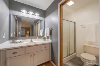Dressing area and separate shower//commode