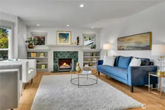 Elegant spaces for formal living. The wood burning fireplace is 100% functional.