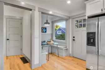 Fun breakfast or casual dining nook at the back door entry.