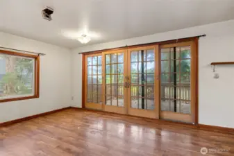 French doors lead to large back yard