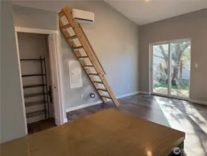 PANTRY, LOFT ACCESS SLIDER TO BACK YARD DECK